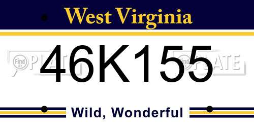 46K155 West Virginia License Plate