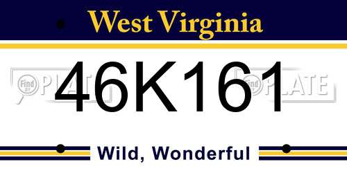 46K161 West Virginia License Plate