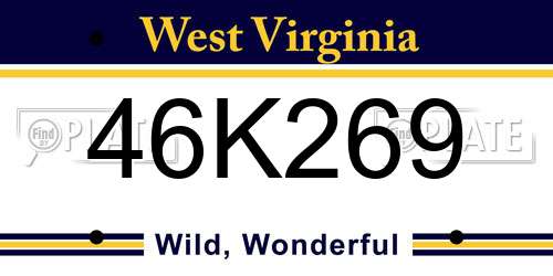 46K269 West Virginia License Plate