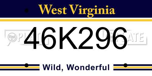 46K296 West Virginia License Plate