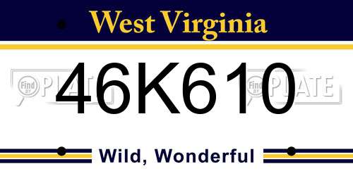 46K610 West Virginia License Plate
