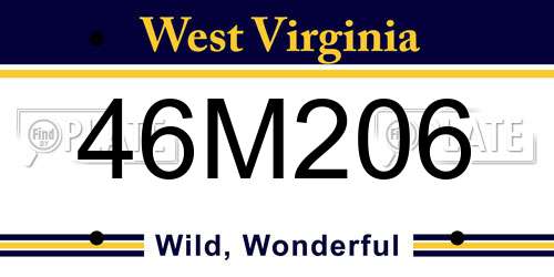 46M206 West Virginia License Plate