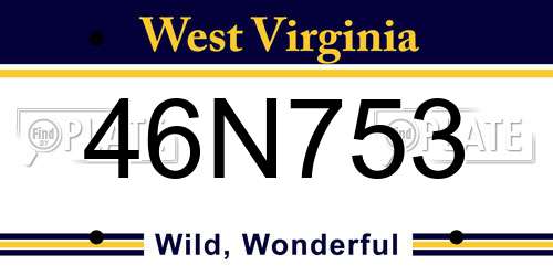 46N753 West Virginia License Plate