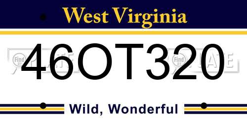 46OT320 West Virginia License Plate