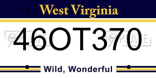 46OT370 West Virginia License Plate