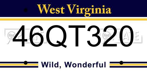 46QT320 West Virginia License Plate