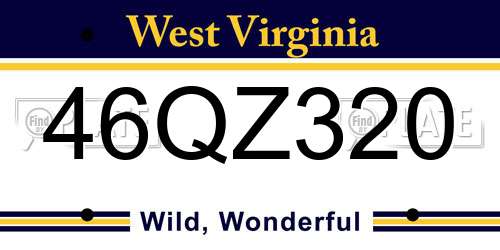 46QZ320 West Virginia License Plate