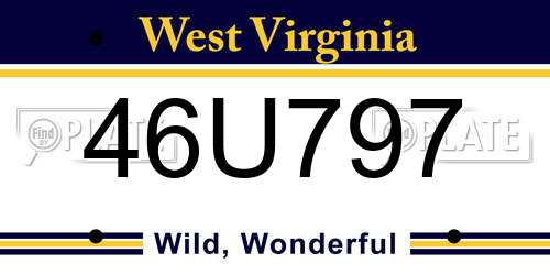 46U797 West Virginia License Plate