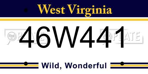 46W441 West Virginia License Plate