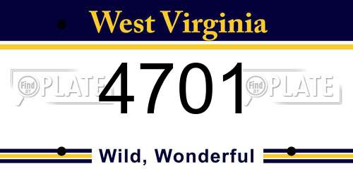 4701 West Virginia License Plate