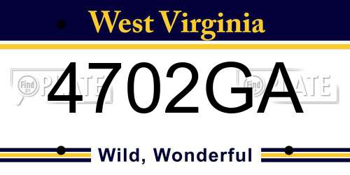 4702GA West Virginia License Plate