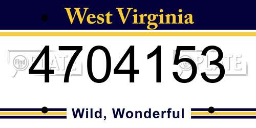 4704153 West Virginia License Plate
