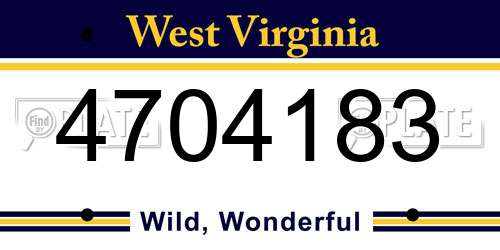 4704183 West Virginia License Plate