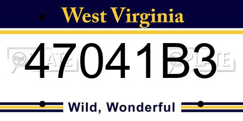 47041B3 West Virginia License Plate