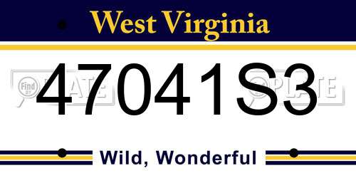47041S3 West Virginia License Plate