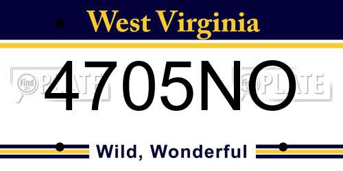 4705NO West Virginia License Plate