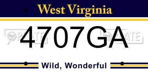 4707GA West Virginia License Plate