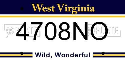 4708NO West Virginia License Plate