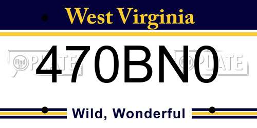 470BN0 West Virginia License Plate