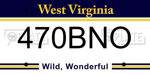 470BNO West Virginia License Plate