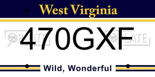 470GXF West Virginia License Plate