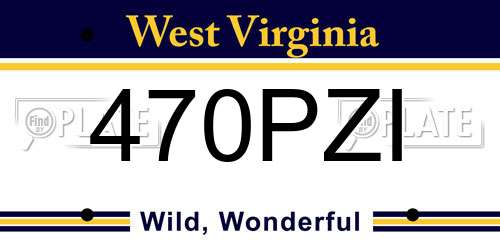 470PZI West Virginia License Plate