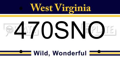 470SNO West Virginia License Plate