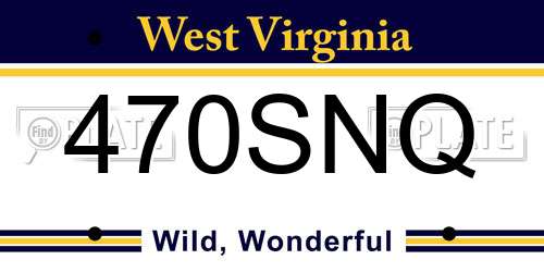 470SNQ West Virginia License Plate