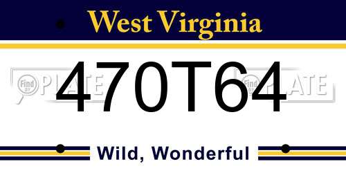 470T64 West Virginia License Plate