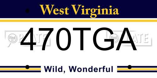 470TGA West Virginia License Plate
