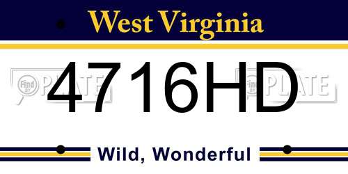 4716HD West Virginia License Plate