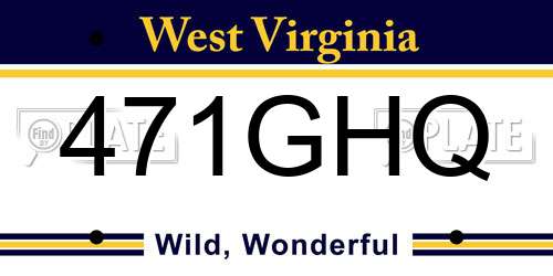 471GHQ West Virginia License Plate