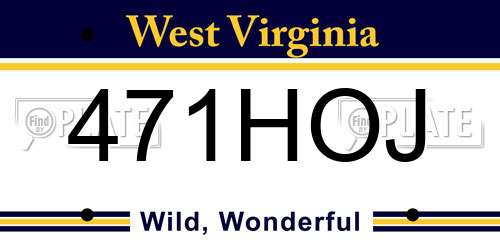 471HOJ West Virginia License Plate