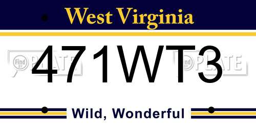 471WT3 West Virginia License Plate