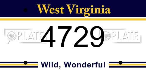 4729 West Virginia License Plate
