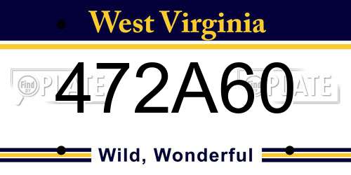 472A60 West Virginia License Plate