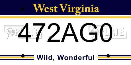 472AG0 West Virginia License Plate
