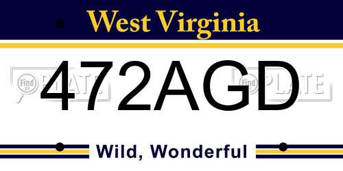 472AGD West Virginia License Plate