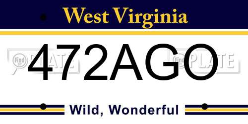472AGO West Virginia License Plate