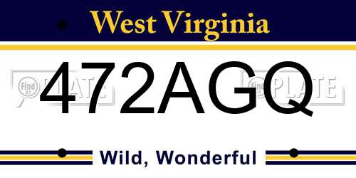 472AGQ West Virginia License Plate