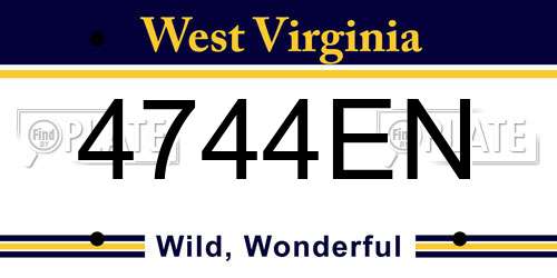 4744EN West Virginia License Plate