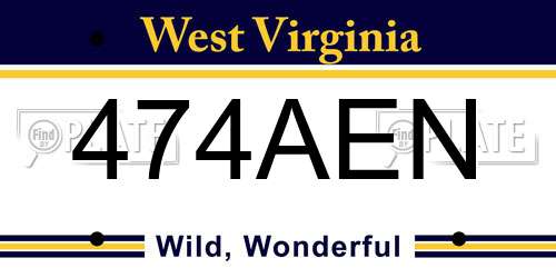 474AEN West Virginia License Plate
