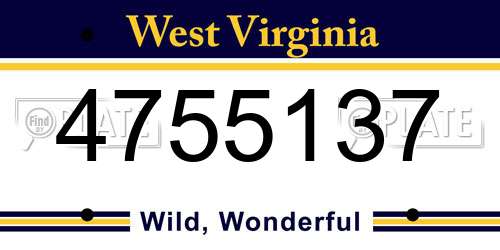 4755137 West Virginia License Plate