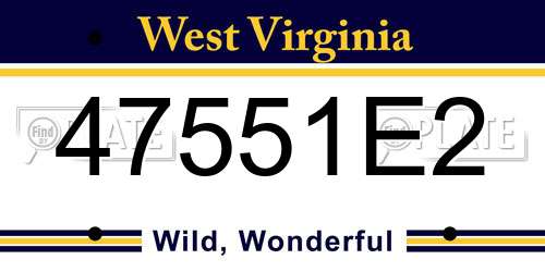47551E2 West Virginia License Plate