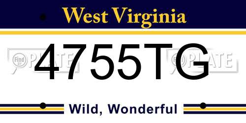 4755TG West Virginia License Plate