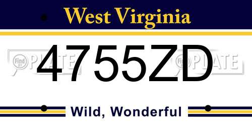4755ZD West Virginia License Plate