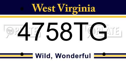 4758TG West Virginia License Plate
