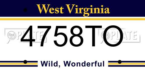 4758TO West Virginia License Plate