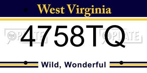 4758TQ West Virginia License Plate