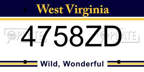 4758ZD West Virginia License Plate
